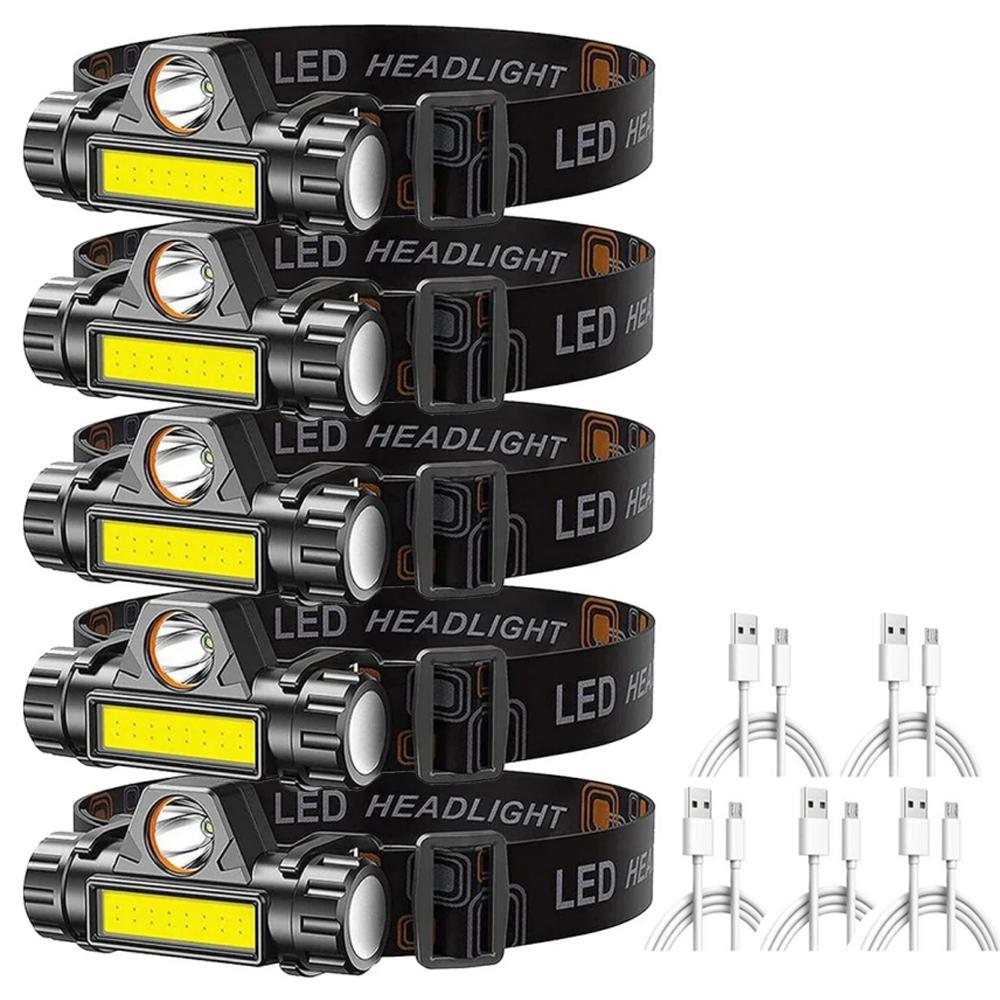 1-5PCS Rechargeable COB Headlamp Strong Light LED Magnetic Powerful Headlight Super Bright Waterproof Head Torch Outdoor Fishing