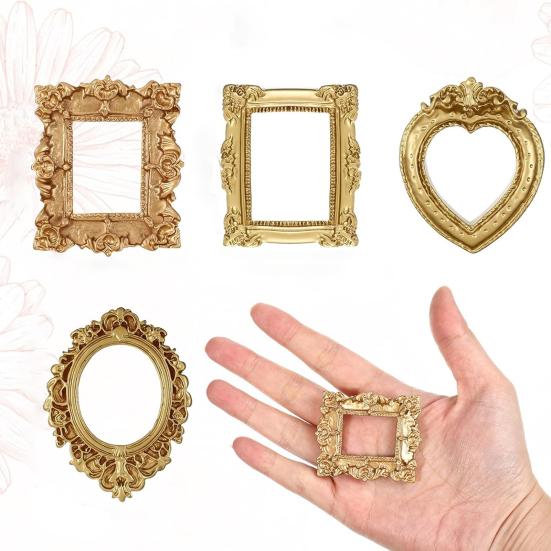 12 шт. Винтажная Мини-Фото Миниатюрное Изображение Овальная Прямоугольная Рамка Сердце Рамка Своими Руками Золотая Крошечная Рамка для Дисплея