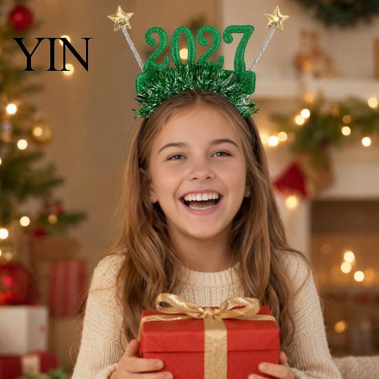 2027 Digital Headband Hair Hoop, Non-Slip with Adjustable Star And Number Design, New Year Eve Hoop Holiday for Christmas Parties Adults Kids