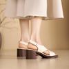 Модные НОВЫЕ Летние Женские Сандалии Обувь из Натуральной Кожи для Женщин Открытый Носок Ремешок на Щиколотке Обувь Круглый Носок Массивный Каблук Обувь Лаконичные Сандалии
