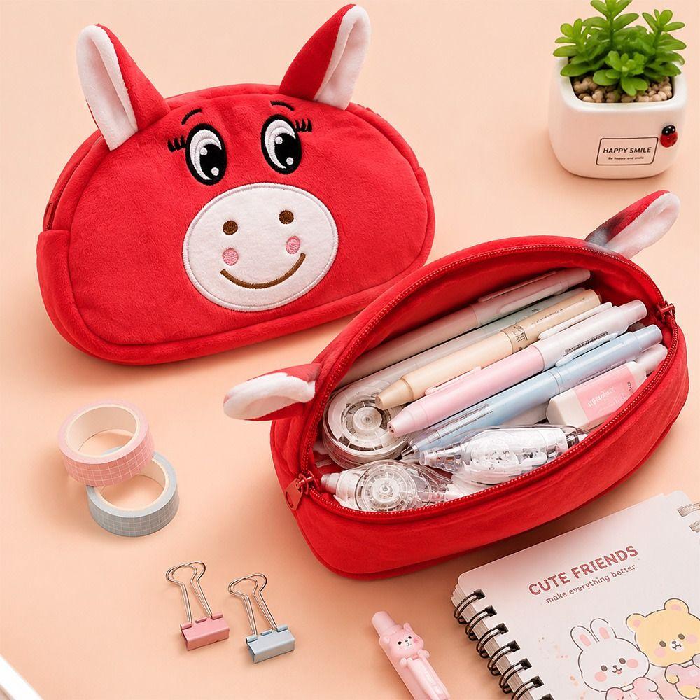 Large Capacity Pencil Case Plush Stationery Pouch Cartoon Earphone Pouch  Stationery Organizer