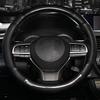 Carbon Fiber Black Leather Car Steering Wheel Cover Breathable Non-slip Universal 38cm for Kia Ceed Sportage Picanto Cerato Rio