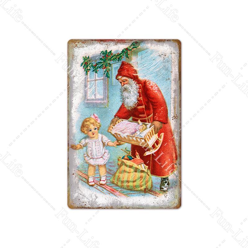 Рождественские металлические вывески, винтажный постер, жестяная вывеска, тарелка Санта-Клауса, ретро-налет, кафе-бар, паб, домашний декор, рождественская елка, подарок