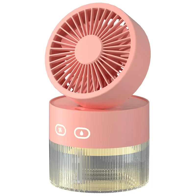 2025 Summer New Humidifier Spray Fan Portable USB Water-cooled Mini Desktop Household Appliances Water Mist Fan with LED Light