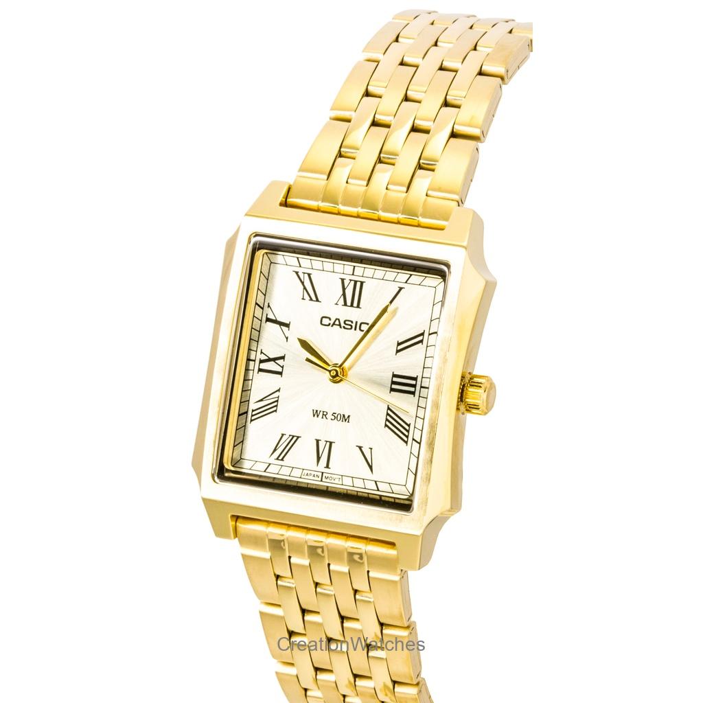 Casio Аналоговые Мужские Часы MTP-B190G-9BV из Нержавеющей Стали с Золотым Циферблатом, Кварцевые