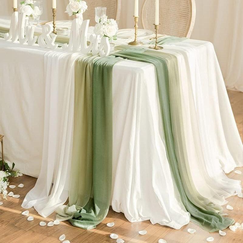 Nordic Wedding Voile Table Runner: Solid Chiffon Crepe Decoration for Dining and Parties