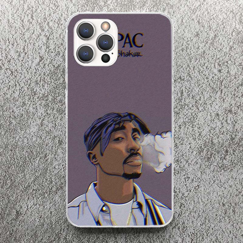 Рэпер 2pac Певец Тупак Принт Мягкий Чехол для iPhone 13 Pro Max 12 Mini 11 XS XR X SE 7 Plus Оболочка Телефона 8 6 6S 5 5S Чехол с Рисунком