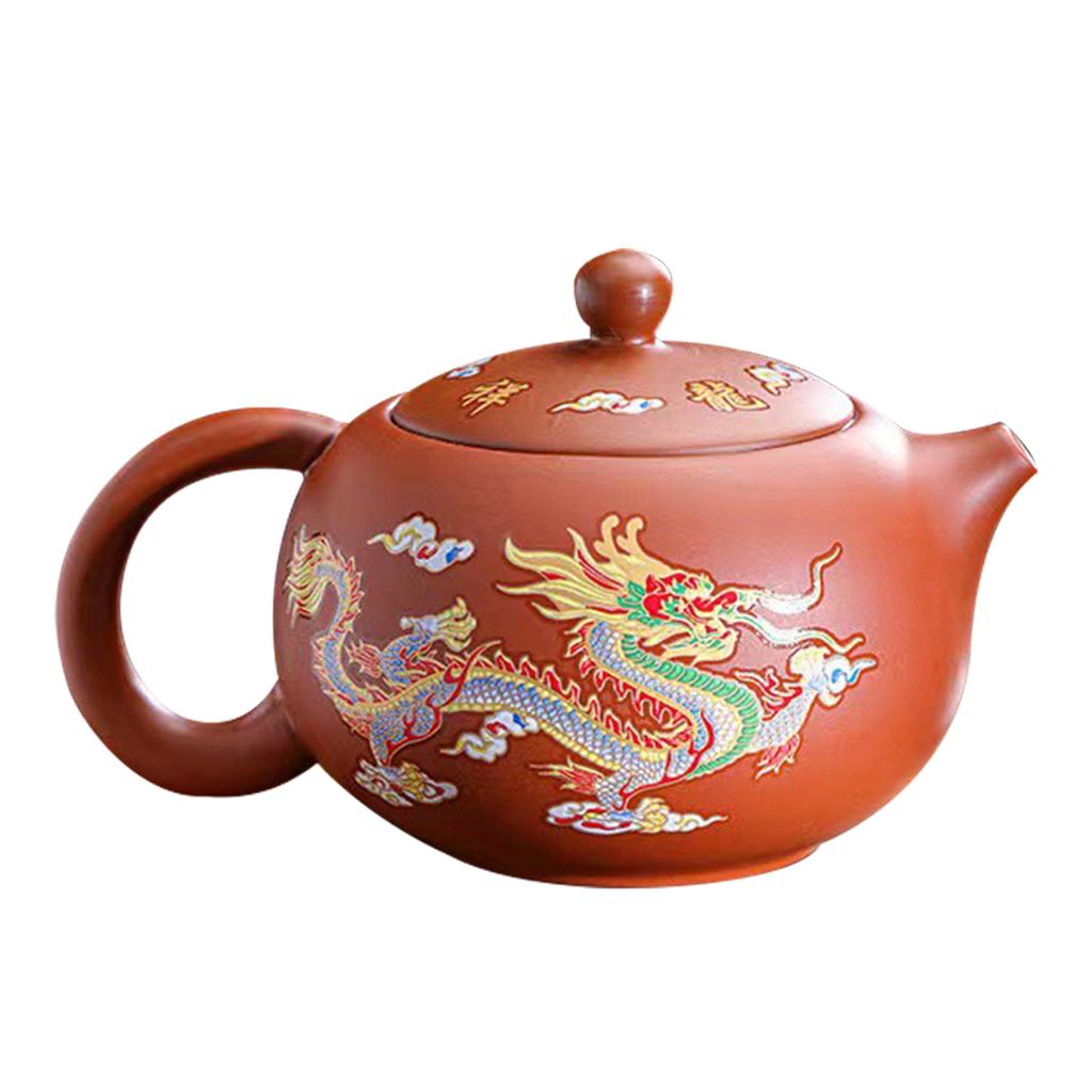 Hand-made Dragons Phoenixs Color-changing Purple Clay Teapot Reusable Tea Pot For Brewings Tea Cup Infuser Teapot Valuable Gift