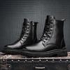 Men's Fashion British High Top Autumn Casual Boots Large Black Leather Shoes Workwear Chelsea High Quality Short Boots 2024