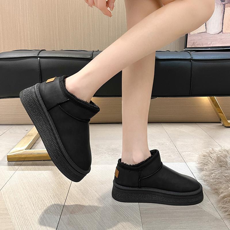 Модные новые теплые плюшевые однотонные женские зимние ботинки 2024 года, горячая распродажа, износостойкие зимние ботинки с толстой подошвой, повседневные удобные ботинки