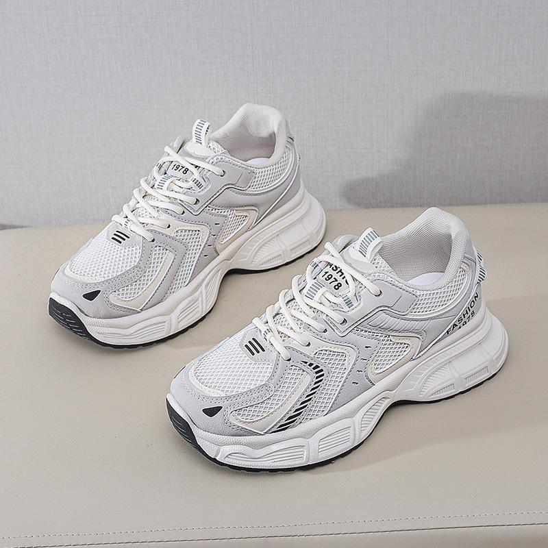 Sports Dad Shoes Women's 2024 Spring and Autumn New Versatile Student Korean Version Thick-soled Heightening Casual Breathable Running Shoes