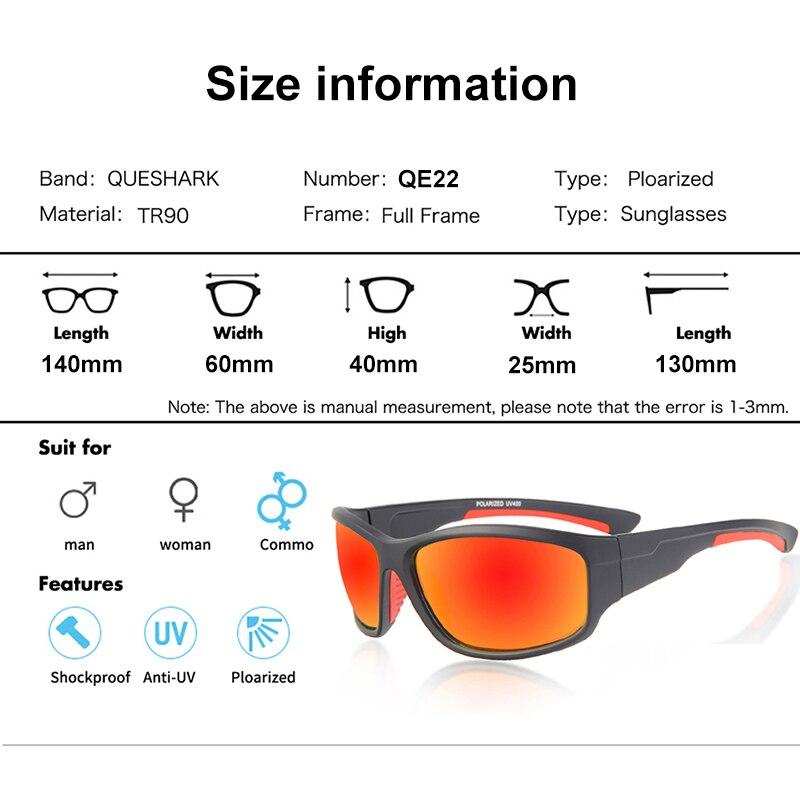 Queshark Polarized Cycling Sunglasses UV400 Sport Eyewear Women Men Fishing Hiking Glasses
