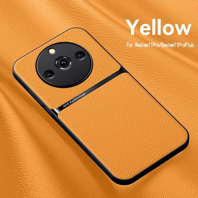 Чехол для Realme 11 Pro Plus, магнитный автомобильный держатель, кожаные чехлы для телефонов Realme 11 11Pro + 5G, мягкая силиконовая противоударная задняя крышка