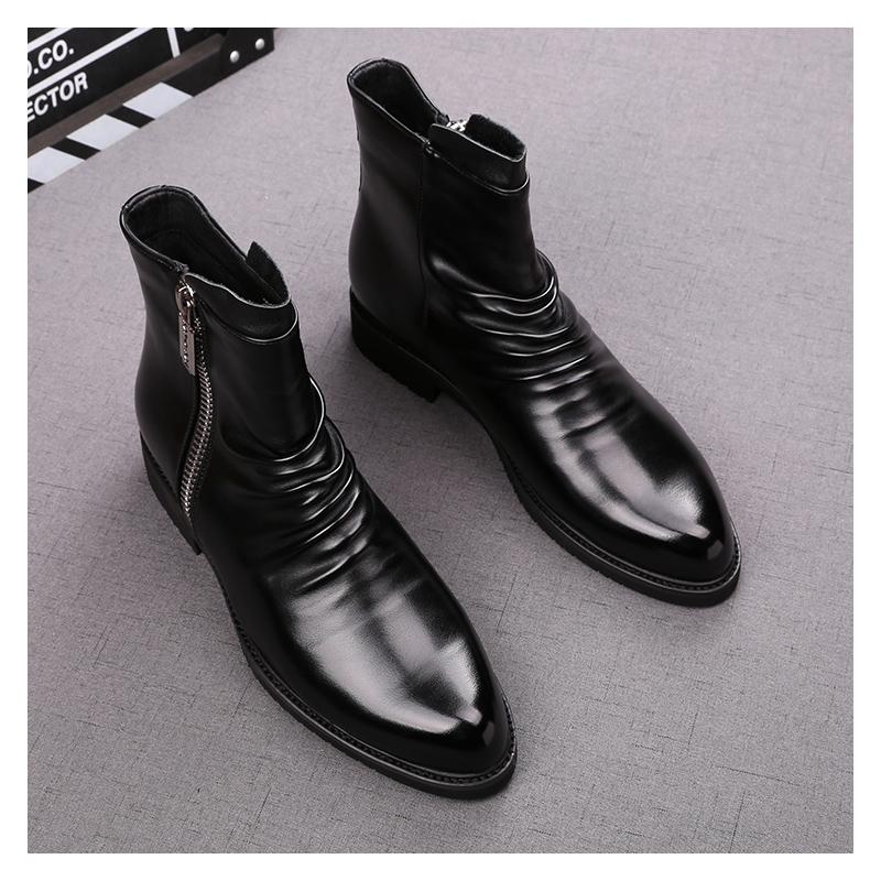 Модные мужские вечерние платья для ночного клуба осенне-зимние сапоги черные стильные оригинальные кожаные туфли ковбойские ботильоны крутые короткие ботинки