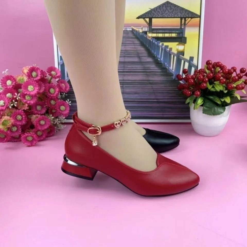 Женская обувь женская милая заостренный носок легкий вес комфорт противоскользящая пряжка ремешок квадратный каблук обувь и туфли ab578