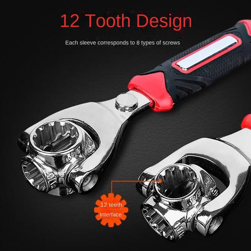 52 в 1 Tiger Wrench Socket Works Универсальный трещотка Шлицевые болты Вращение рукава Ручные инструменты 360 градусов Многоцелевые инструменты