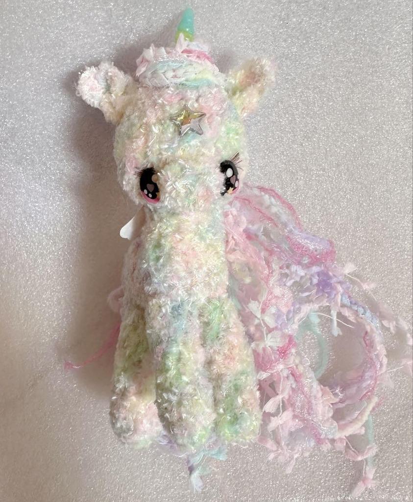 [USED] Hoppeya Wool Teddy Bear, Handmade Stuffed Unicorn
