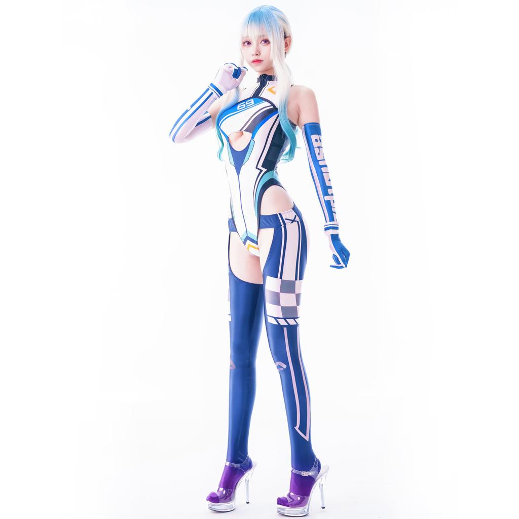Сексуальный блестящий костюм королевы гонок с нарукавниками и простой костюм на все тело для женщин и костюм для косплея LOST-G Перчатки, Взрослые, Купальник, (М, БЕЛЫЙ)