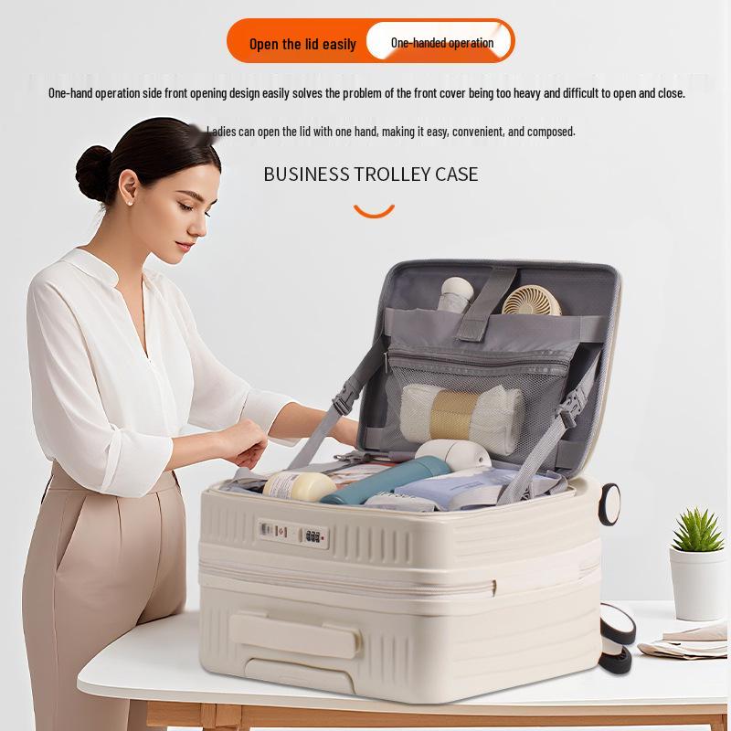 Большой 18-дюймовый чемодан-тележка для ручной клади с боковым открыванием - Унисекс, легкий, с защитой паролем