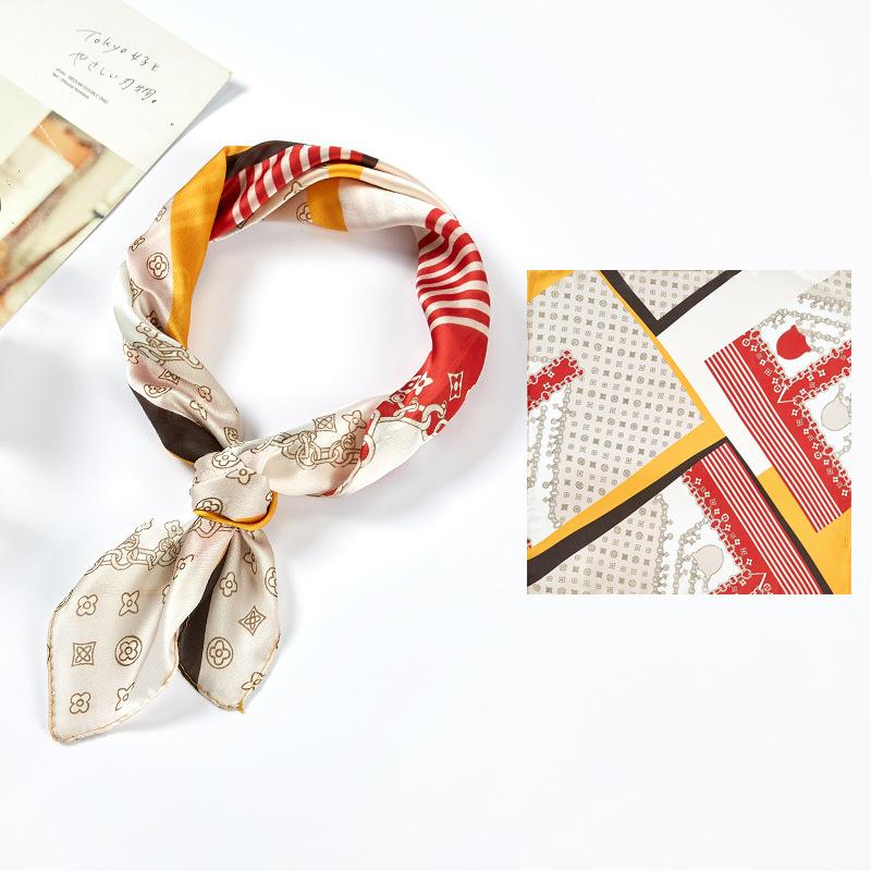 Маленький квадратный шарф, женский весенний новый шелковый атласный шелковый шарф с принтом, шаль на шею, подарок, мода