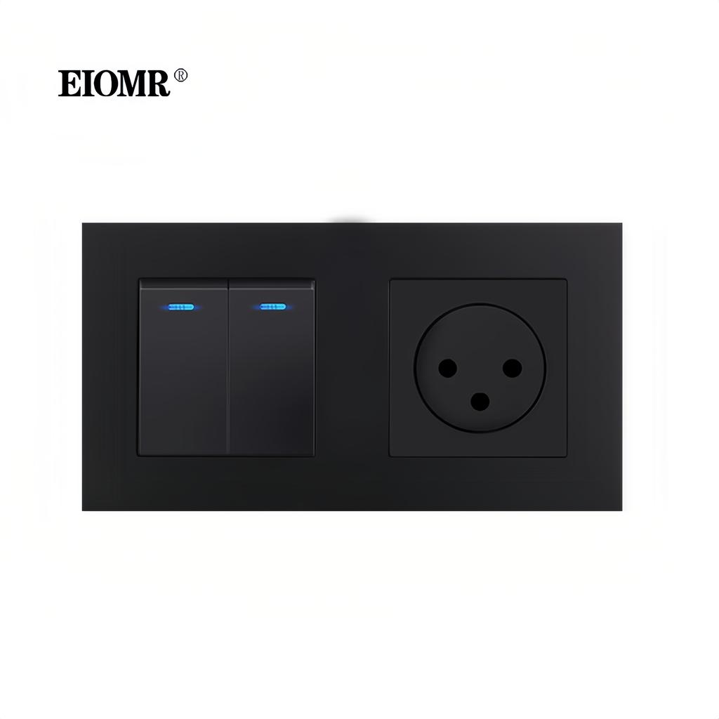 EIOMR Израиль USB Розетка-Выключатель 16А Черная Огнестойкая Панель из Поликарбоната для Дома Одиночная Двойная Тройная Израильская Настенная Розетка-Выключатель