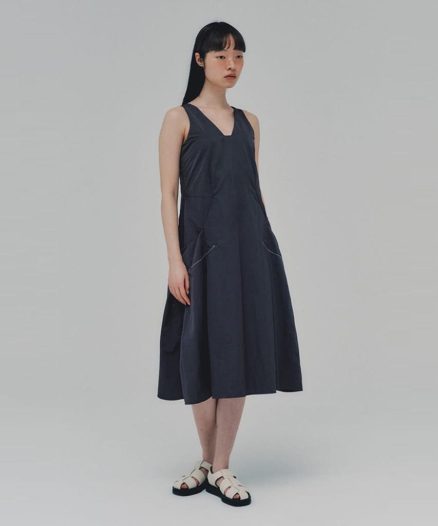 Awi Stitched Nylon Dress_Charcoal