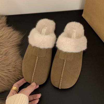 Модные пушистые тапочки с перекрестными ремешками, женские зимние теплые домашние тапочки на меху, женская удобная нескользящая домашняя обувь на мягкой подошве, 2024 г.