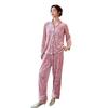Plum blossom printing light luxury golden velvet women's pajamas autumn and winter long sleeves comfortable warm loungewear set