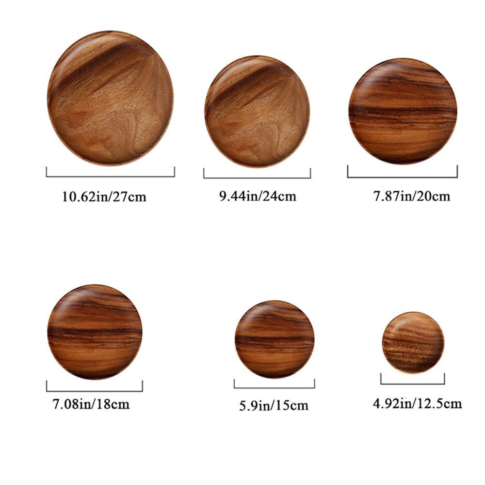 Wood 1Pcs Durable Tableware Unbreakable Vintage Dinner Plate Fruits Dishes Platter Serving Tray
