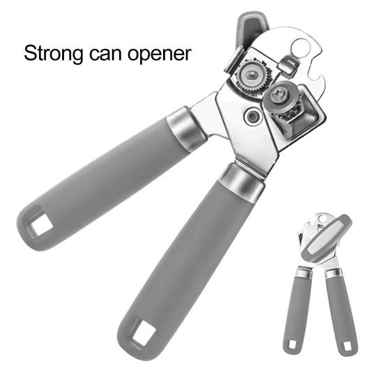 Can Opener Smooth Stainless Steel Beer Opener Turn Knob Non-Slip Grip Lid Opener for Home Kitchen Bar