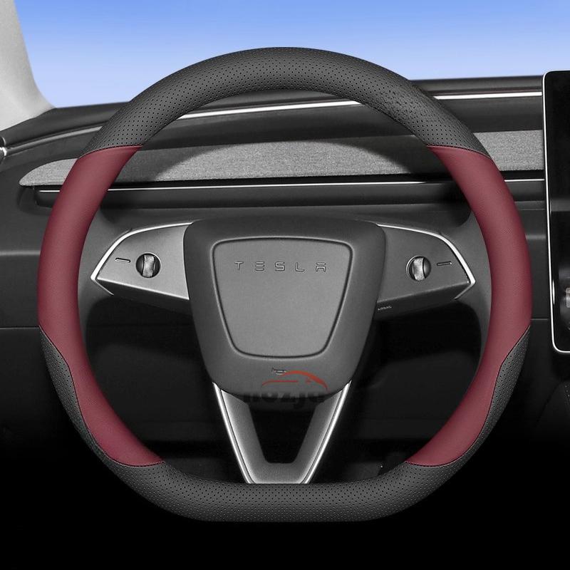 36cm 38cm Leather Car Steering Wheel Cover for Tesla Model S X 3 Q Y Steering Covers Interior Accessories