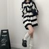 Gothic Sweaters Women Harajuku Punk Knitted Stripes Jumper Vintage Plus Size Loose Long Sleeve Pullover Tops Streetwear
