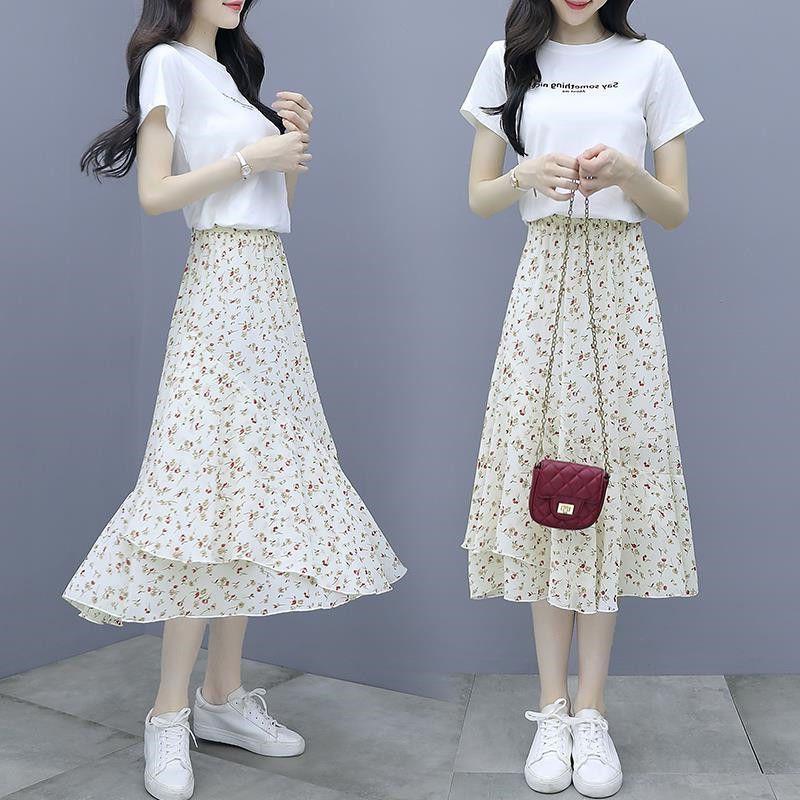 Женская шифоновая юбка Super Fairy French Style Small Fresh Daisy Floral Gentle Polka Ton юбка средней длины