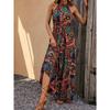 Spring Summer Women's Dress Printed Vintage Hanging Neck Bohemian Dresses Sleeveless Dress