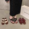 Wedge Heel Red French Cool Slippers Fairy Shoes Wear 2025 New Summer Temperament with Skirt Sandals