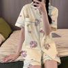 Cute Girl Cartoon Rabbit Pajamas Women'S Summer Short-Sleeved Cardigan Thin Comfortable Loungewear Set