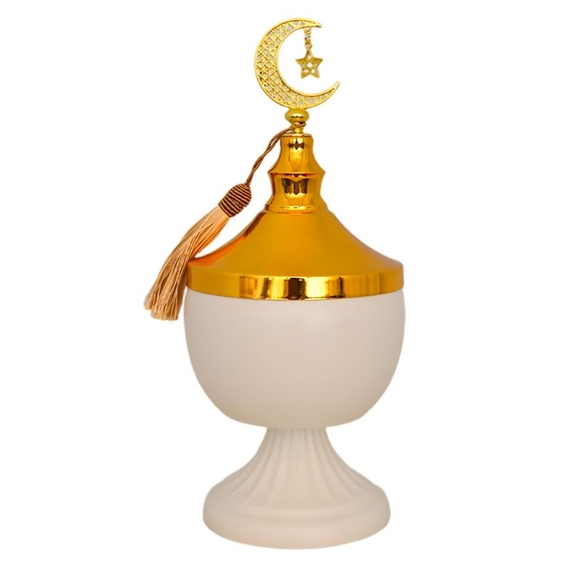 Decorative Ramadans Metal Candy Dish with Lid Islamic Party Tray For Seasonal Displays And Everyday Storage Purposes
