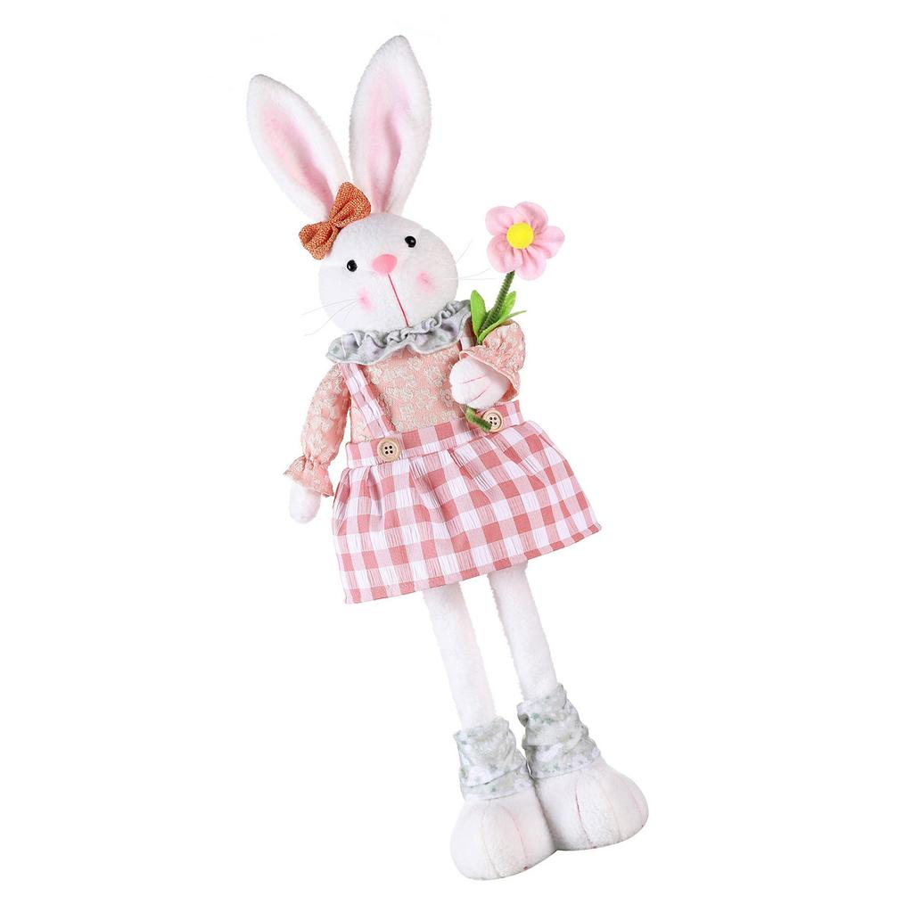 Cute Rabbit Easter Miniature Craft Extendable Legs Rabbit Ornament Fairy Garden Supplies Desk Home Figurine Ornament