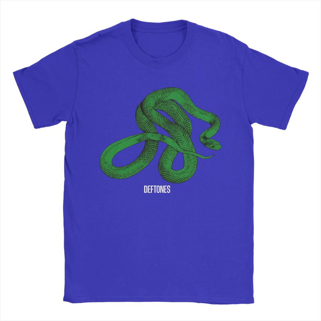 Streetwear T Shirt Deftones Green Snake Pure Cotton TShirts  Novelty Tee Shirt for Unisex Summer YK Casual Short Sleeve Tees