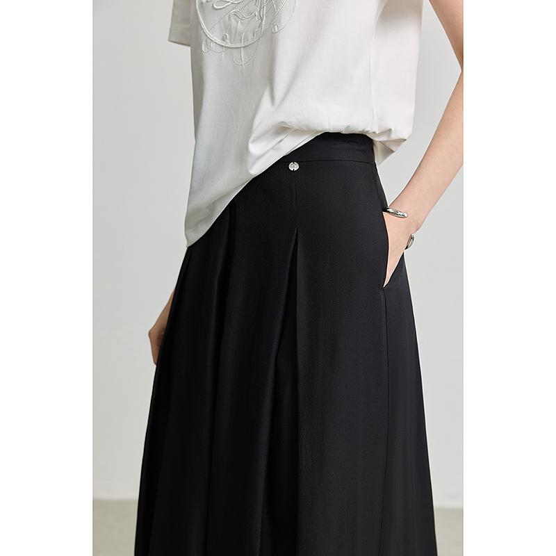 LILY Women's Acetic Acid Blended Wide Leg Skirt Pants