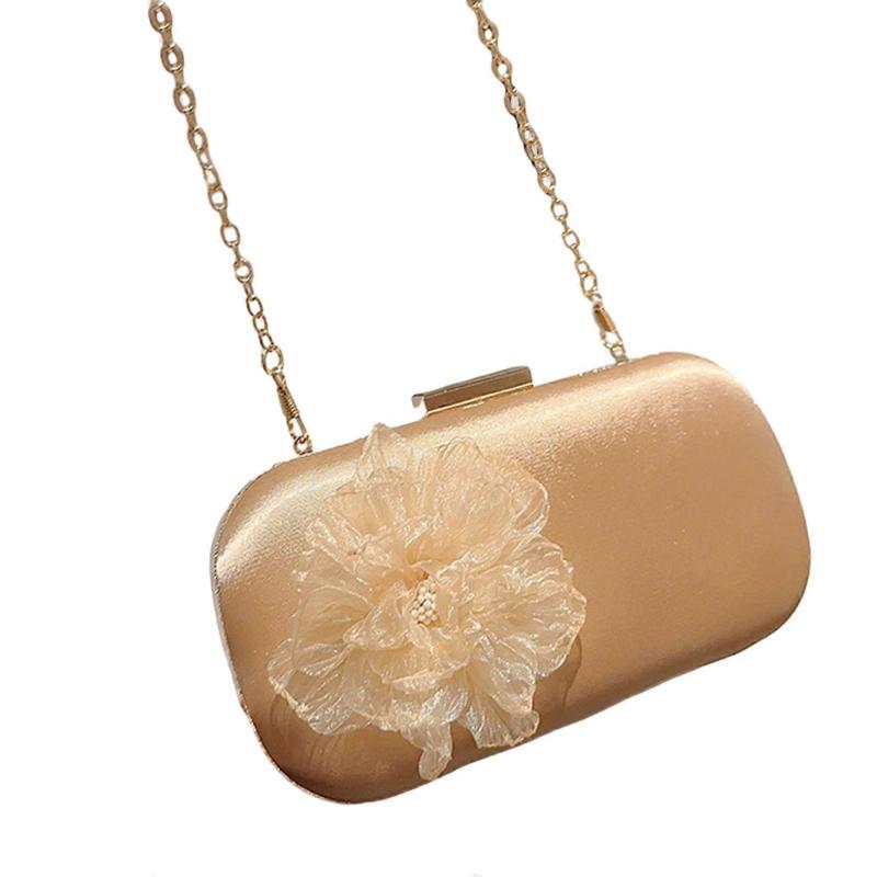 Stylish Flower Handbag for Women Shoulder Bag Evening Clutch Perfect for Parties and Weddings Gold