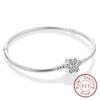 Original Bracelet 925 Sterling Silver Charm Bracelet 17-20CM Golden Heart Love Key Snowflake Bracelet Bangle Women Jewelry Gift