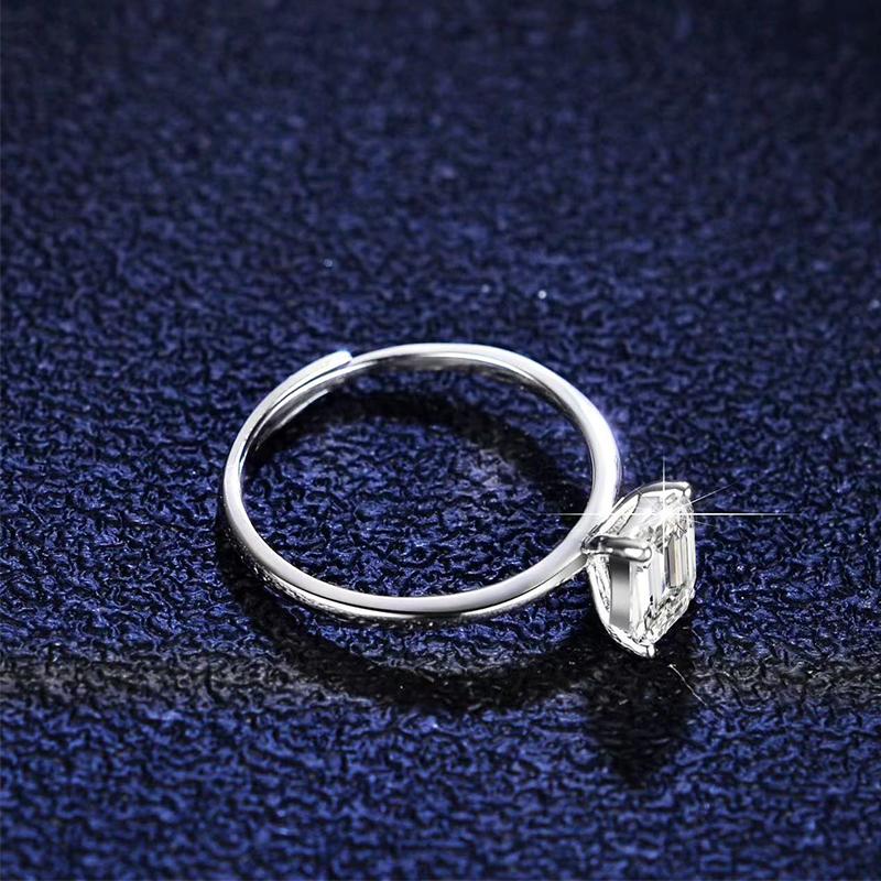 Модное квадратное кольцо с четырьмя зубцами из настоящего муассанита с бриллиантом изумрудной огранки, чистое серебро S925 для женщин, ювелирные изделия, свадебный подарок