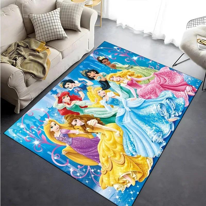 Ковер с принтом принцесс Диснея для гостиной, спальни, комнаты девочки, домашний декор, розовый декор комнаты, коврик, нескользящий мат