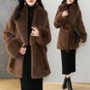 Women's Faux Fur Coats Winter Faux Fox Fur Collar Coat Plus Size Mid-length Slim Fit Fur Coat