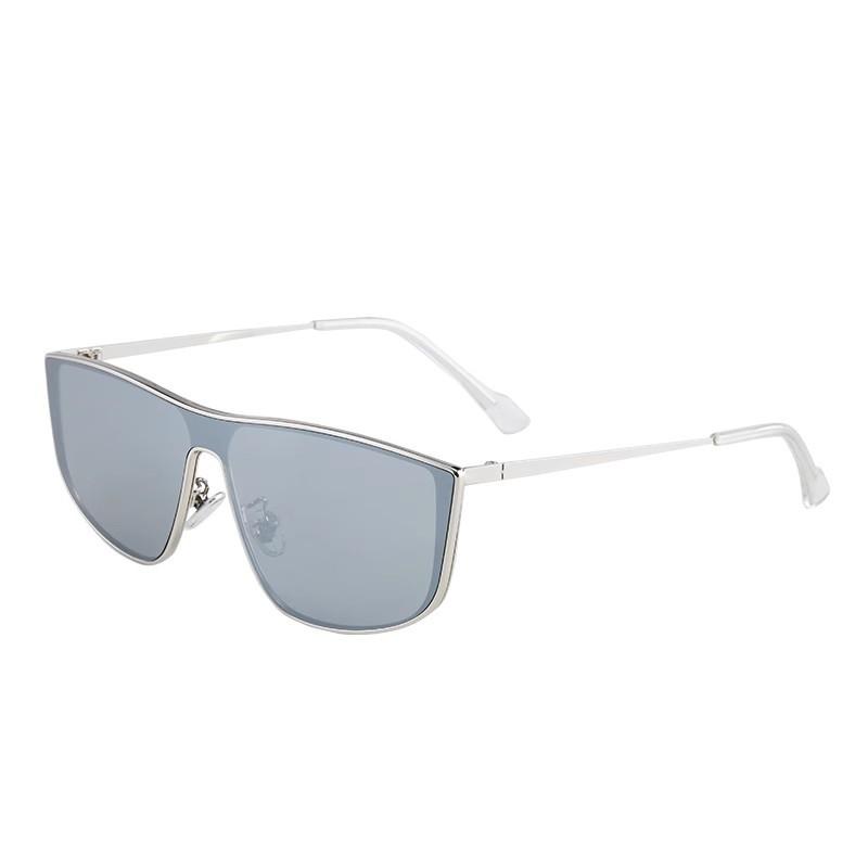 New one-piece y2k water silver sunglasses, women's trendy square and round face, small face, high-end sunglasses