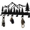 Key Holder Wall Mounted Key Hooks, Black Metal Key Rack Hooks, The Great Grove, Mountain Theme Wall Decoration Hooks, with 7 Hooks, Applicable to