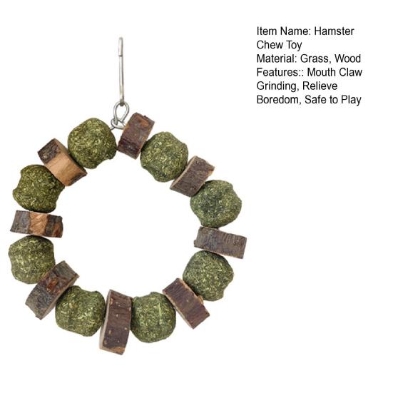 Жевательная игрушка для хомяка с подвесным крючком Шарик из натуральной древесины из травы Кролик Шиншилла