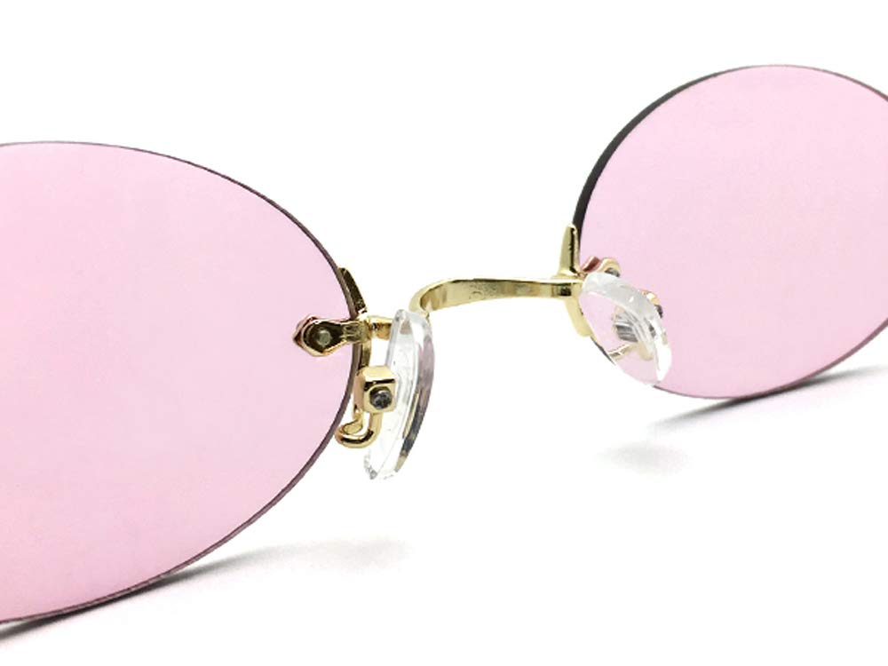 TWO POINT RIMLESS OVAL SUNGLASS point rimless oval sunglasses GOLD PINK [SPEED ADDICT] (Two ×