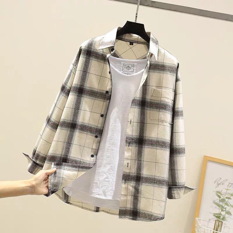 Men's Long-Sleeve Plaid Shirt - Autumn Hong Kong Style, Trendy Korean Slim Fit, Casual Jacket for Couples
